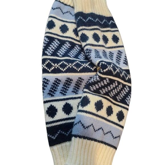 Vintage Knit Leg Or Arm Warmers Patterned Blue - Picture 3 of 4